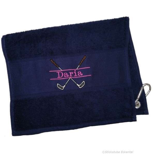 Golfhandtuch marineblau mit Name